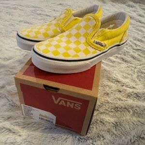 Yellow and White Checkered Boys Vans
